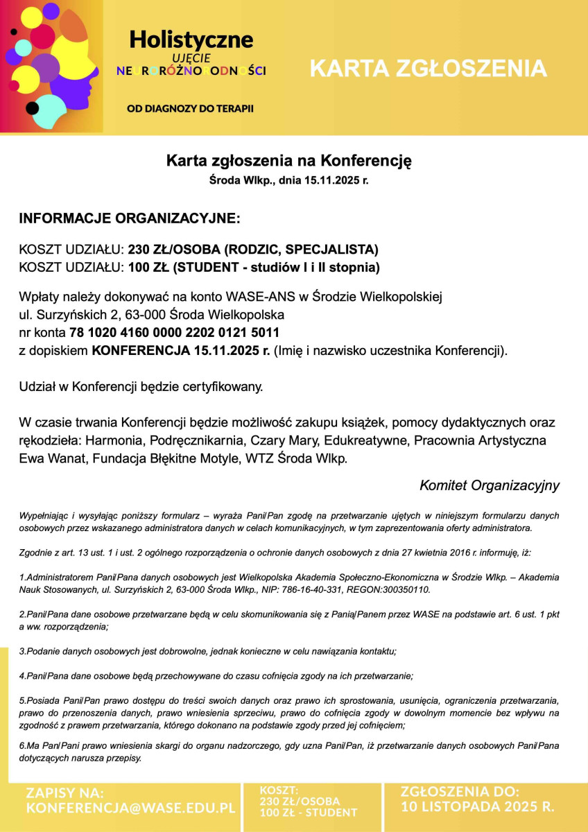 Środa Wielkopolska: Konferencja naukowa „Holistyczne ujęcia neuroróżnorodności. Od diagnozy do terapii Środa Wielkopolska: Konferencja naukowa „Holistyczne ujęcia neuroróżnorodności. Od diagnozy do terapii